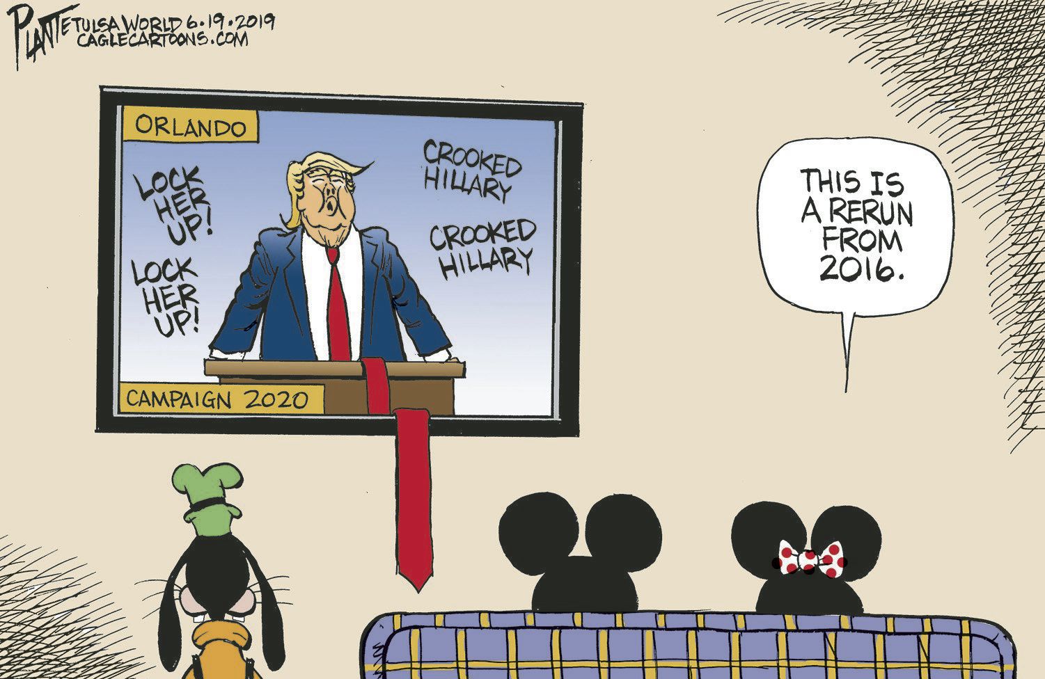 Bruce Plante Cartoon: Trump launches 2020 Campaign